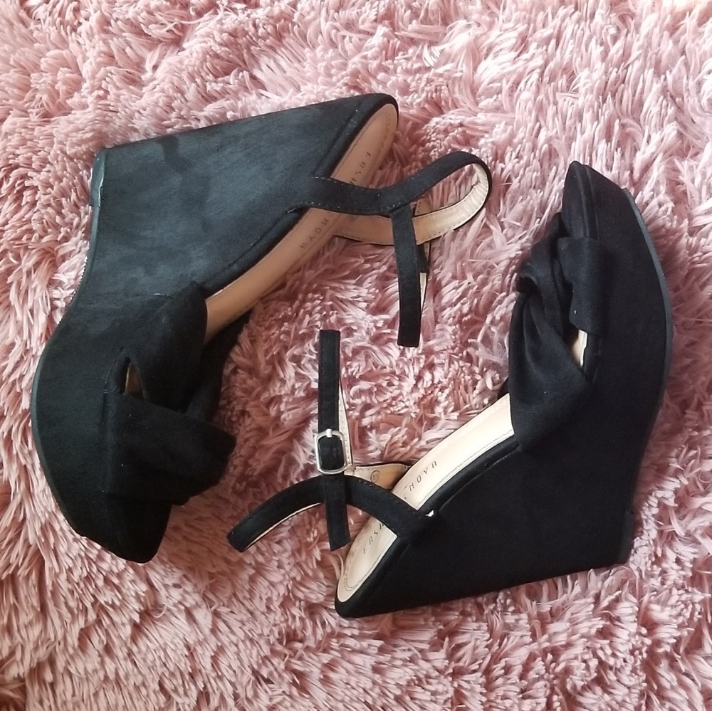 Black Suede Wedge Heels